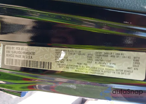 2021 Jeep Wrangler Unlimited Sport S 4X4 from USA, damaged, VIN 1C4HJXDG1MW534787